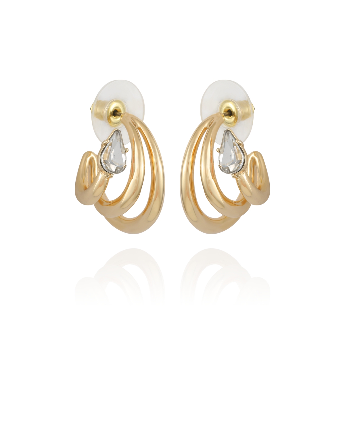 Gold-Tone and Crystal Small Hoop Earring with Stones - Gold-Tone, Crystal