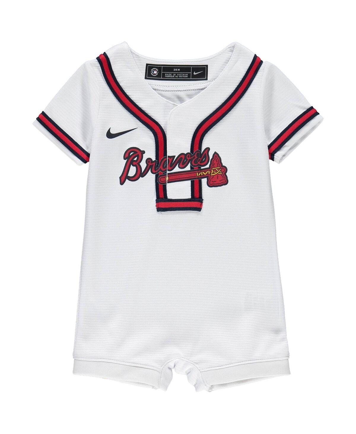 NIKE NEWBORN AND INFANT BOYS AND GIRLS NIKE WHITE ATLANTA BRAVES OFFICIAL JERSEY ROMPER