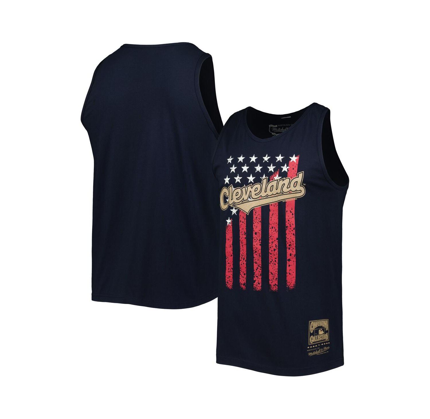 Men's Navy Cleveland Guardians Cooperstown Collection Stars and Stripes Tank Top