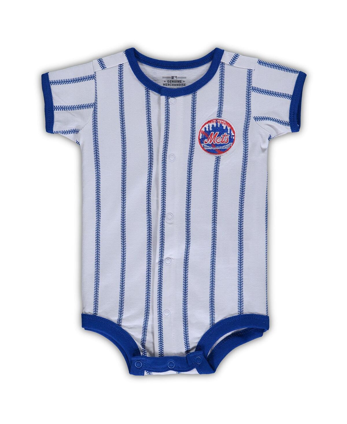 Outerstuff Babies' Infant Boys And Girls White New York Mets Pinstripe Power Hitter Coverall