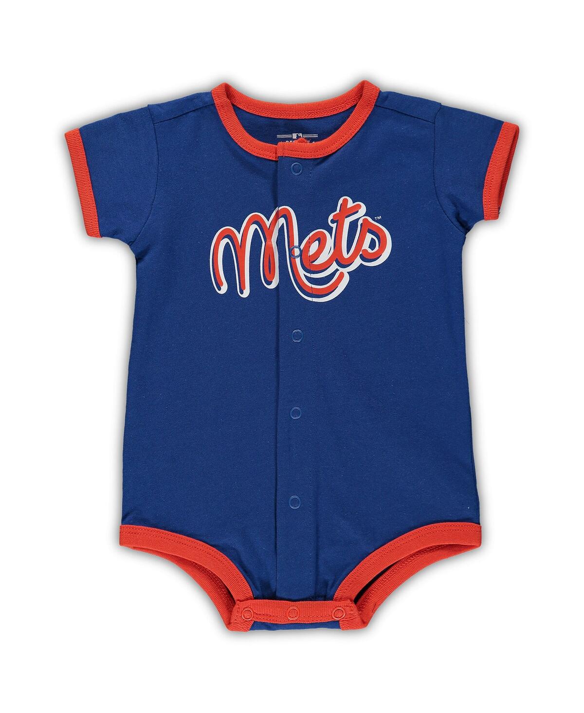 Shop Outerstuff Newborn And Infant Boys And Girls Royal New York Mets Stripe Power Hitter Romper