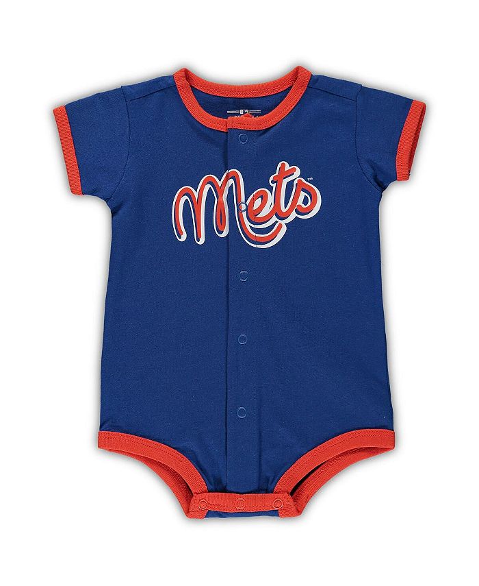 Macys Girls Clothing T-shirts Newborn and Infant Boys and Girls New York Mets Stripe Power Hitter Romper 