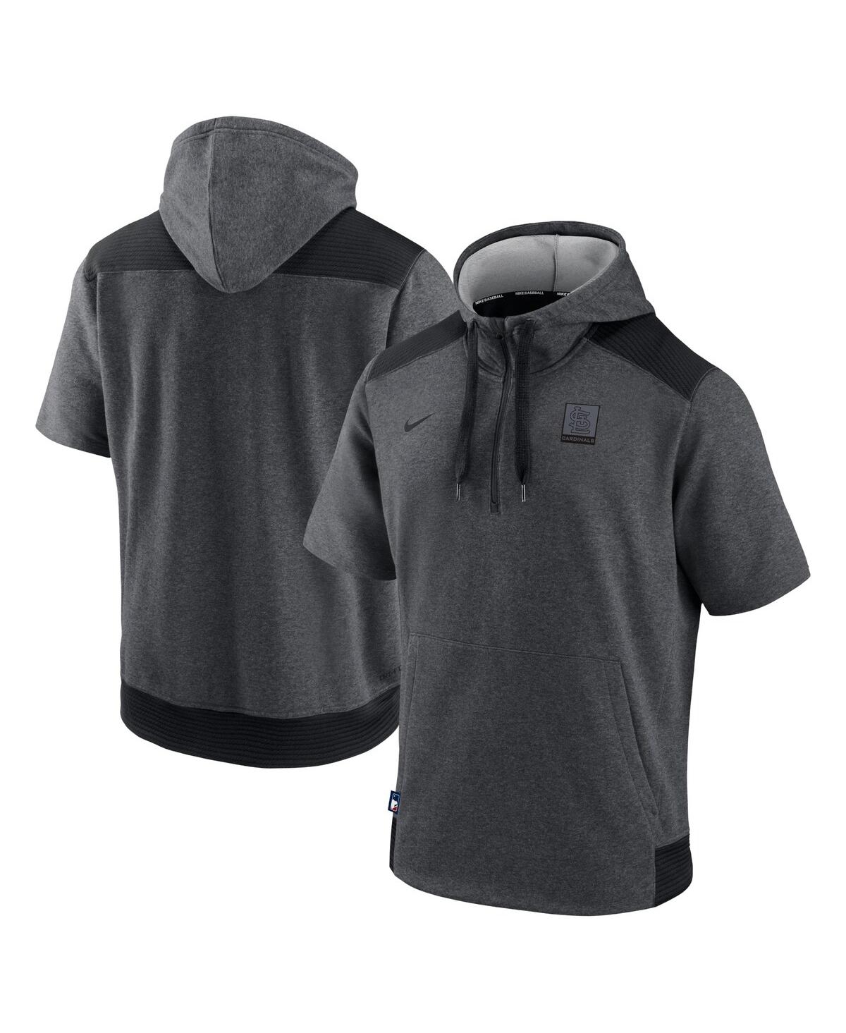 Men's Nike Heathered Black St. Louis Cardinals Authentic Collection Dry Flux Performance Quarter-zip Short Sleeve Hoodie - Black