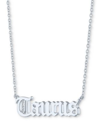 Diamond Accent Zodiac Name 18" Pendant Necklace in Sterling Silver or 14k Gold-Plated Sterling Silver