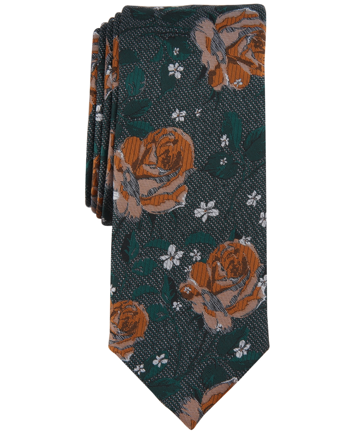 Bar Iii Men's Windsor Floral Tie, Created For Macy's In Cognac