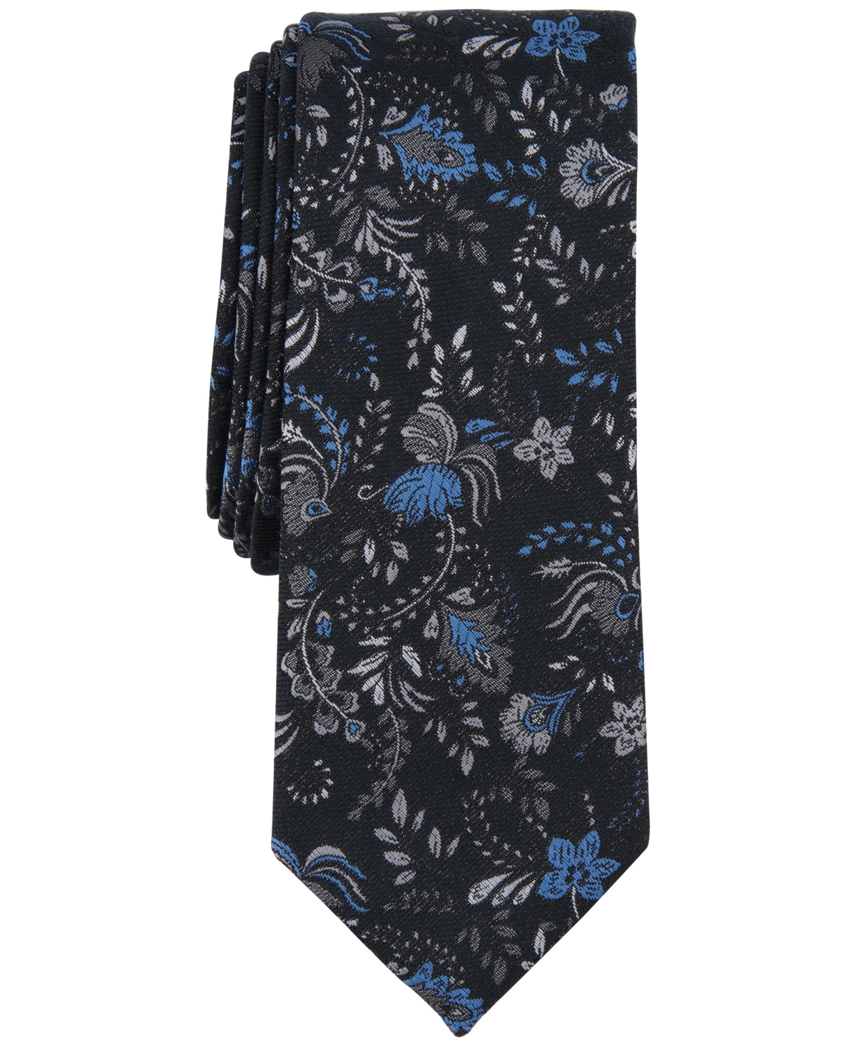 Bar Iii Men's Tobago Botanical Tie, Created For Macy's In Black