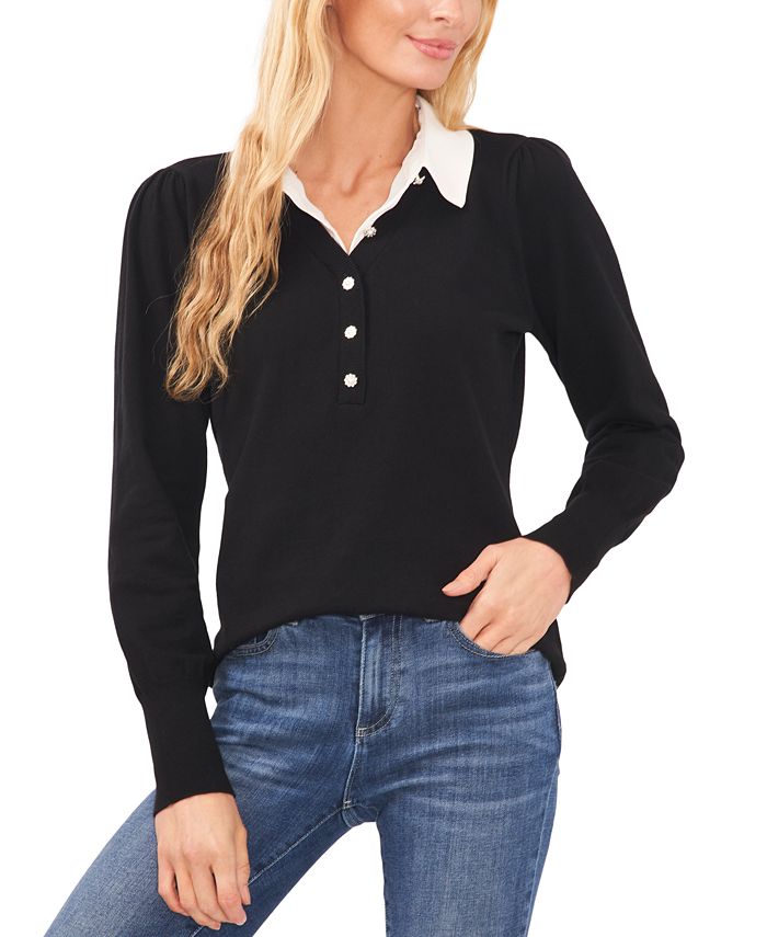 Cece embellished online collar sweater