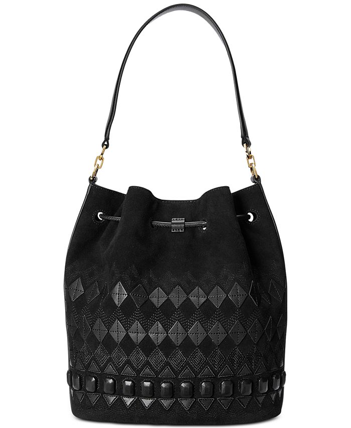 Lauren Ralph Lauren Fair Isle Suede Large Andie Drawstring Bag Macy's