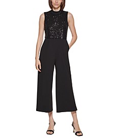 Sequin Sleeveless Cropped Jumpsuit