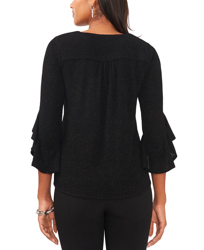 MSK Petite Glitter BellSleeve VNeck Knit Top Macy's