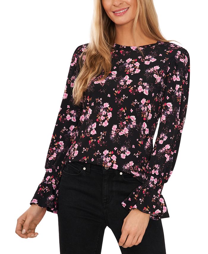 By Together Women's Floral Print Smocked Long Sleeve Crop Top - Country  Outfitter
