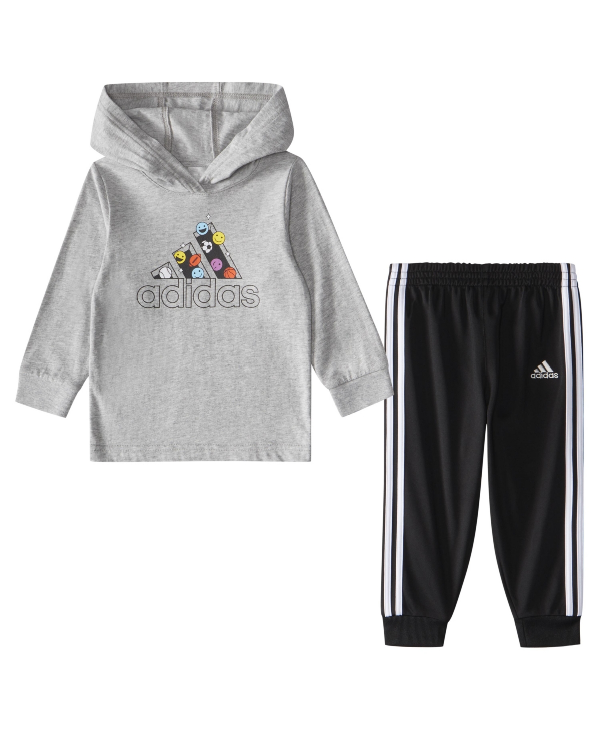 adidas Baby Boys Long Sleeve Hooded T-shirt and Joggers, 2 Piece Set