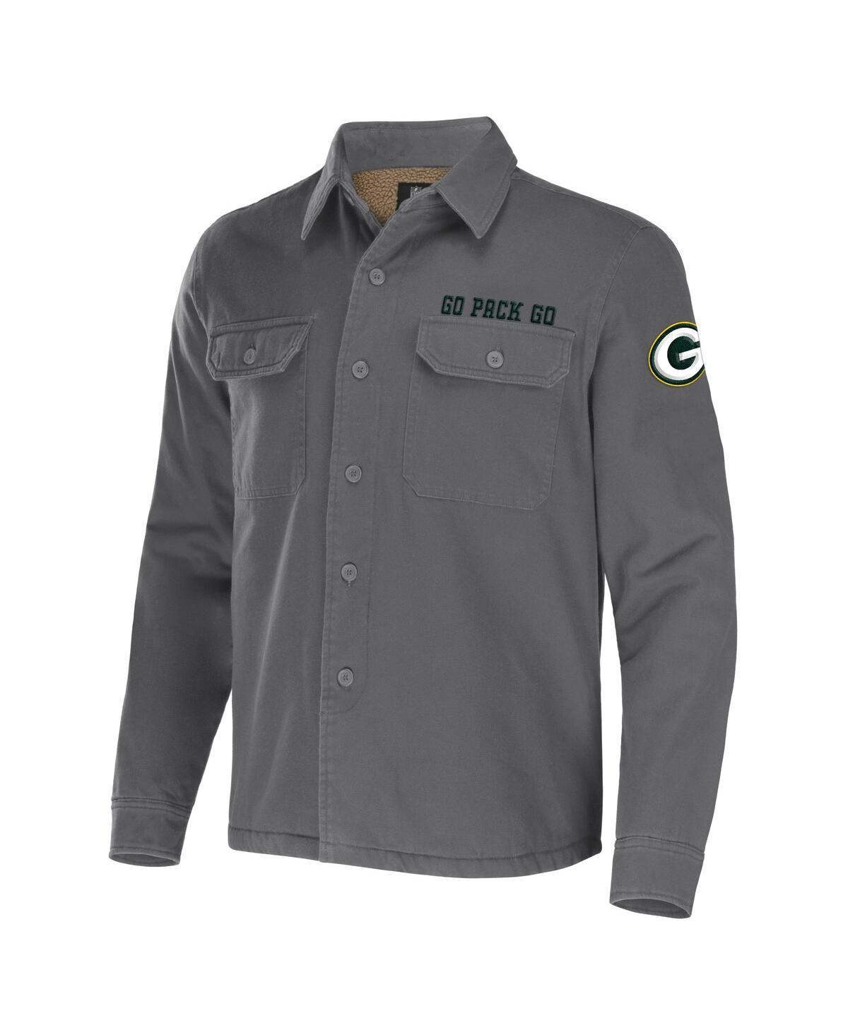 Shop Fanatics Men's Nfl X Darius Rucker Collection By  Gray Green Bay Packers Canvas Button-up Shirt Jacke