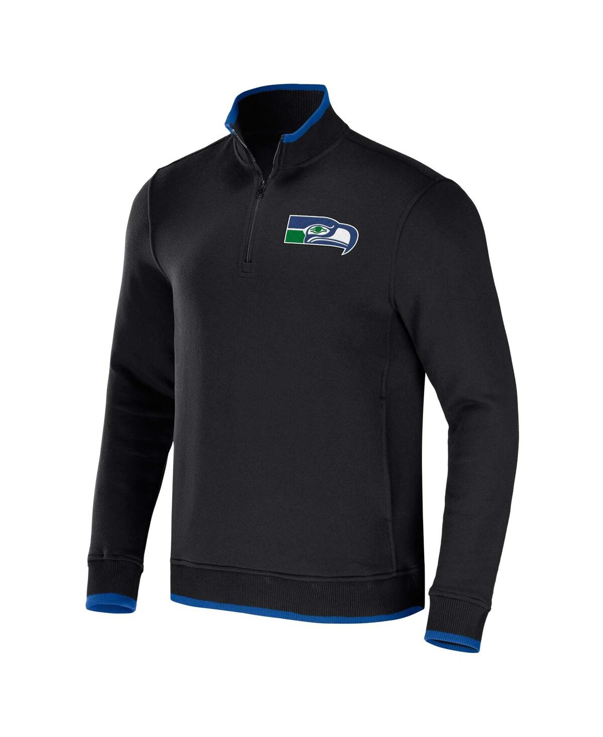 Shop Fanatics Men's Nfl X Darius Rucker Collection By  Black Seattle Seahawks Logo Quarter-zip Top