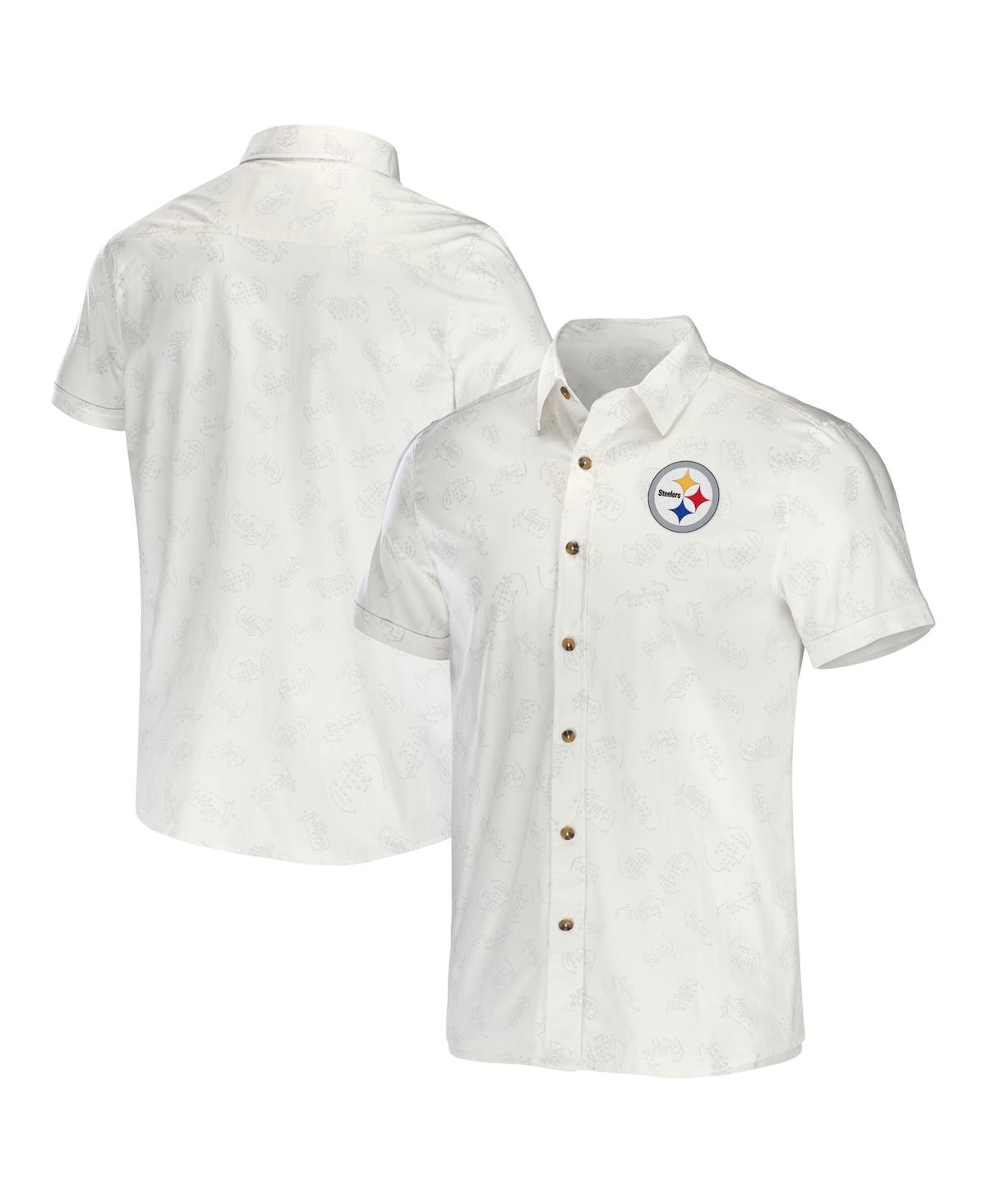 Men's Nfl x Darius Rucker Collection by Fanatics White Pittsburgh Steelers Woven Button-Up T-shirt - White