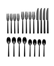 VeSteel 30 Piece Matte Black Silverware Set, Stainless Steel Flatware Set  Service for 6, Metal Cutlery Eating Utensils Tableware Includes
