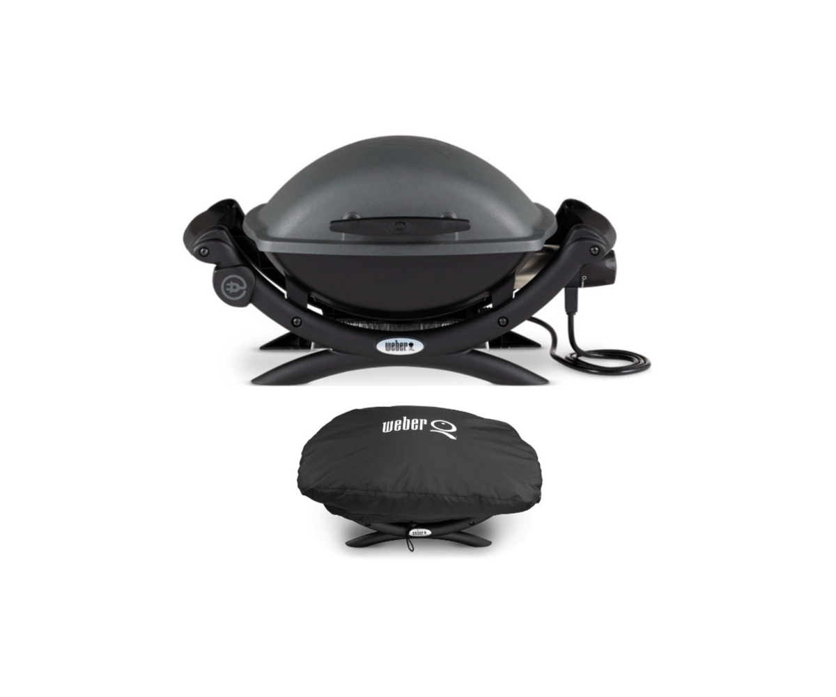 Q 1400 Electric Grill Black With Grill Cover - Black