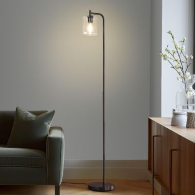 Elizabeth Modern LED Gold Floor Lamp with Glass Shade (66"), Edison Bulb Included