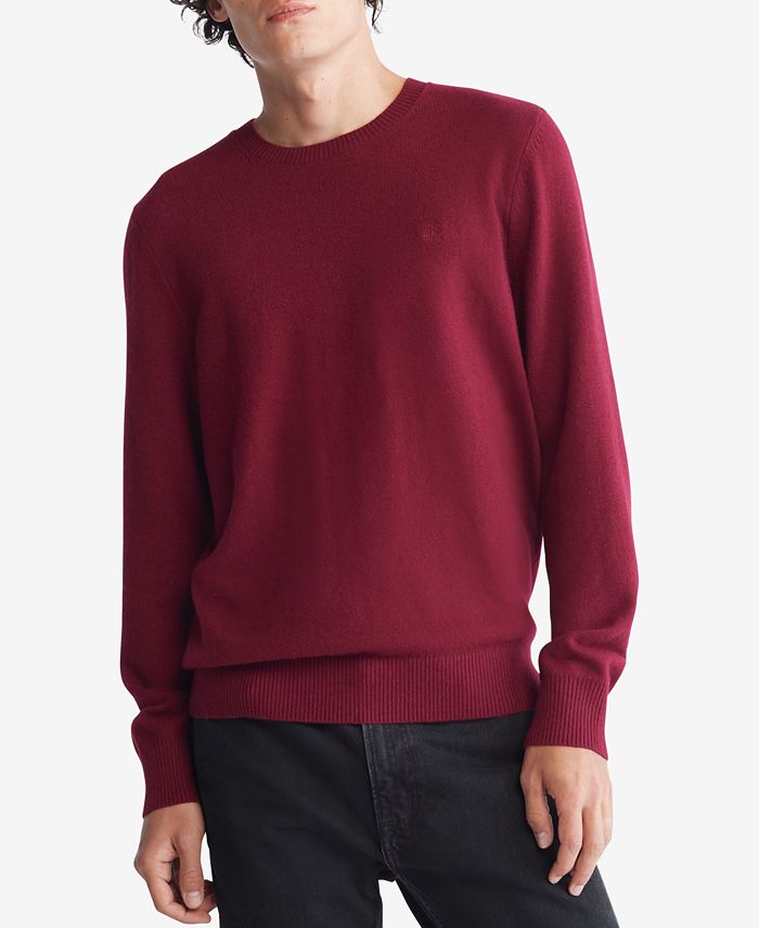 Calvin Klein Men's Regular-Fit Merino Wool Crewneck Sweater & Reviews -  Sweaters - Men - Macy's