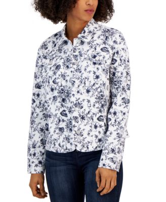 Charter Club - Women's Spring Toile Printed Denim Jacket