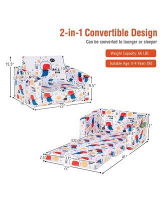 2-in-1 Convertible Kids Sofa to Lounger Flip-Out Chair