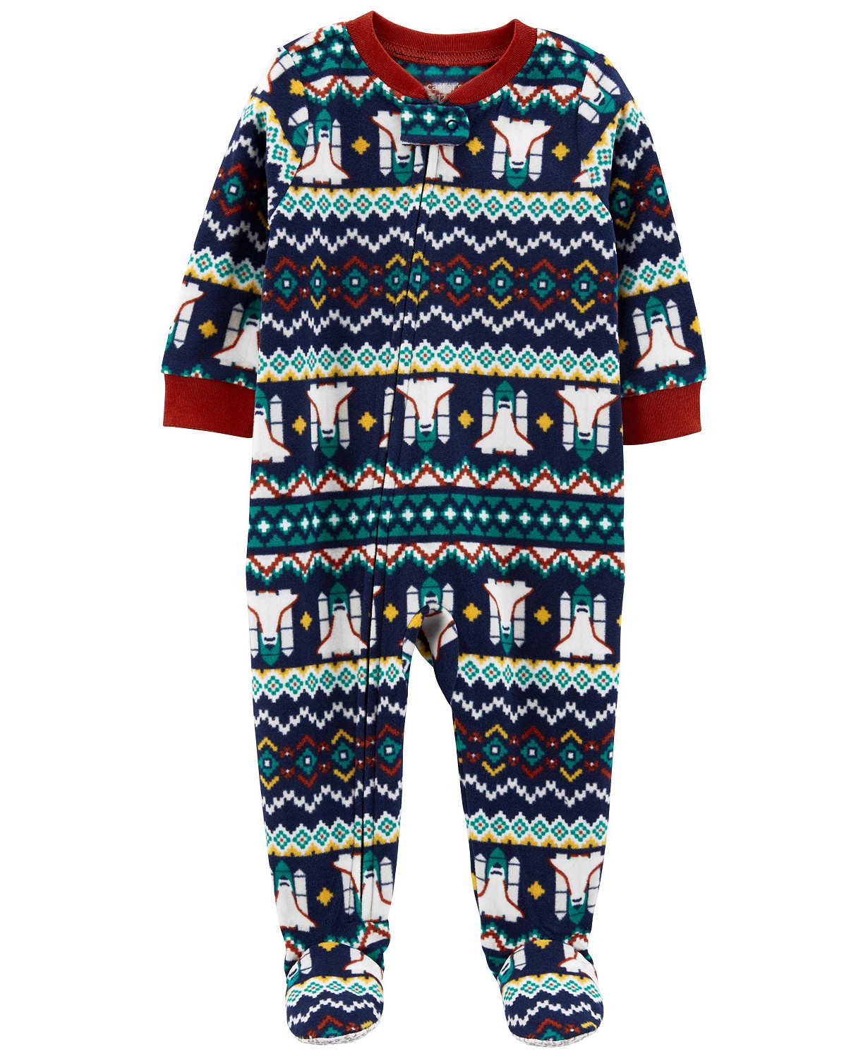 Toddler Boys One-Piece Fair Isle Fleece Footie Pajamas