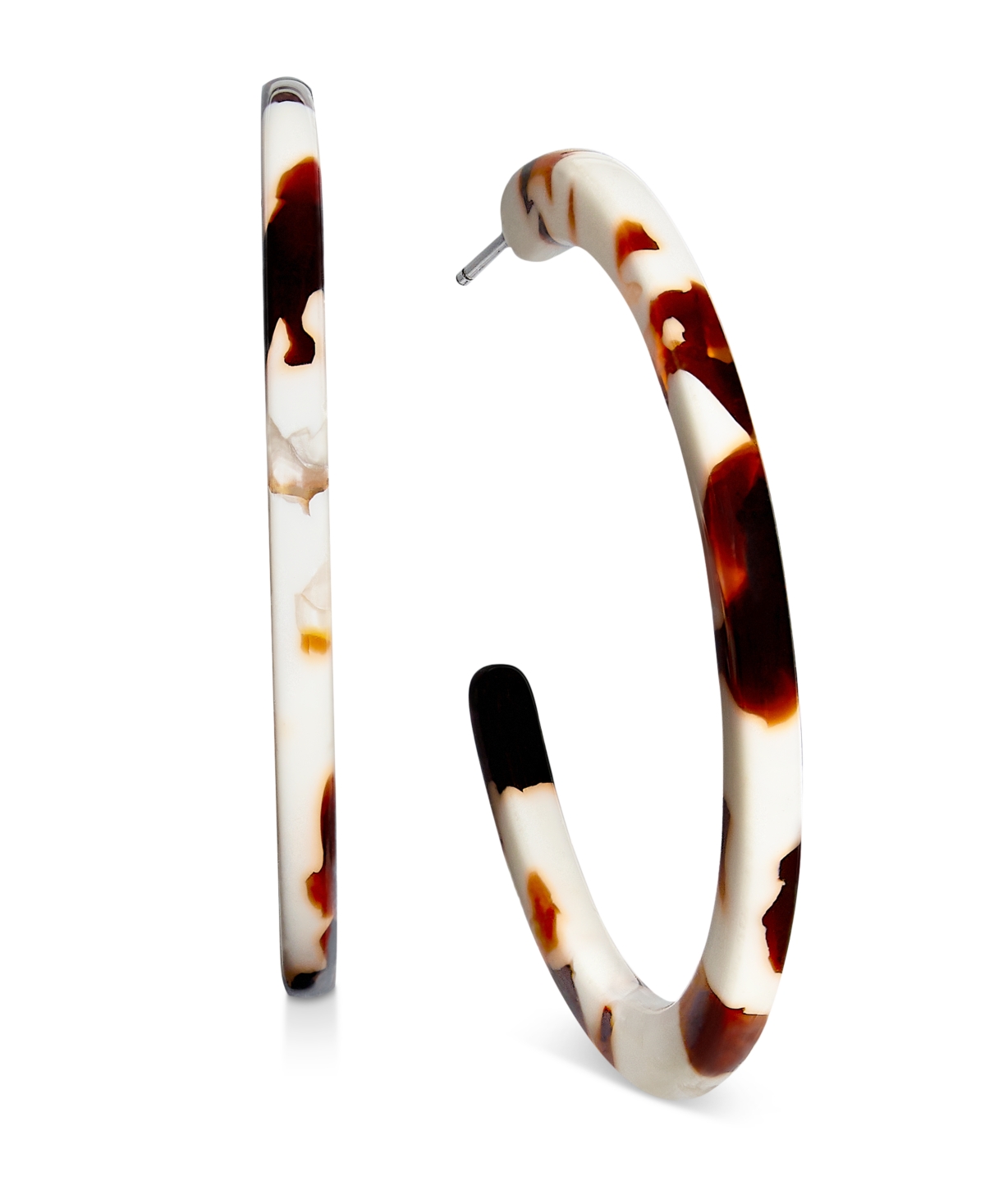 Medium C-Hoop Earrings, 1.5" - Brown