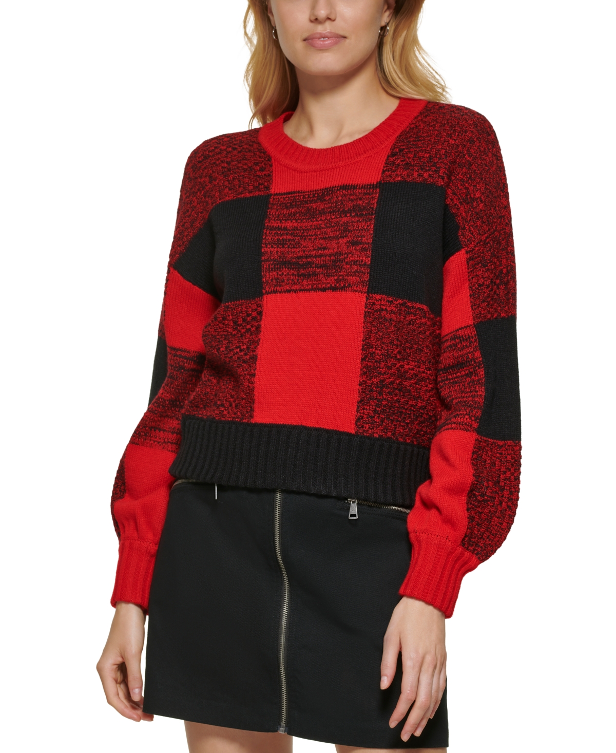 Dkny Jeans Women's Plaid Long-Sleeve Pullover Sweater