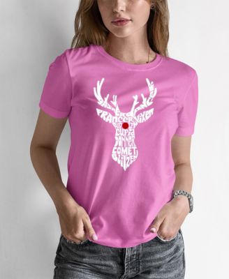 Women's Santa's Reindeer Word Art T-shirt