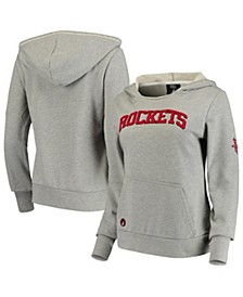 Women's Heathered Gray Houston Rockets French Terry Lining Thumbhole Pullover Hoodie