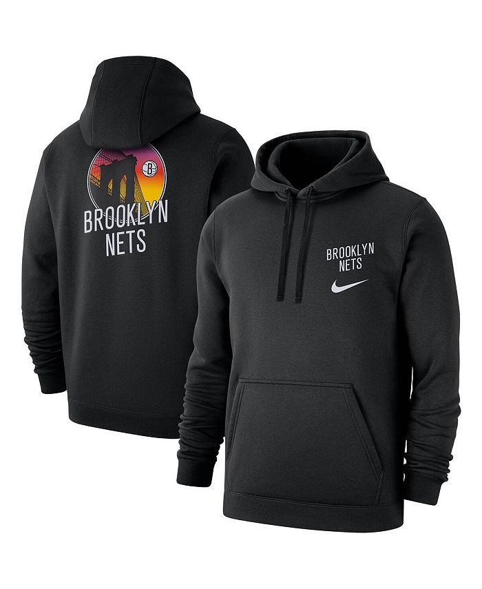 Nike Men's Black Brooklyn Nets Logo City Edition Club Fleece Pullover ...