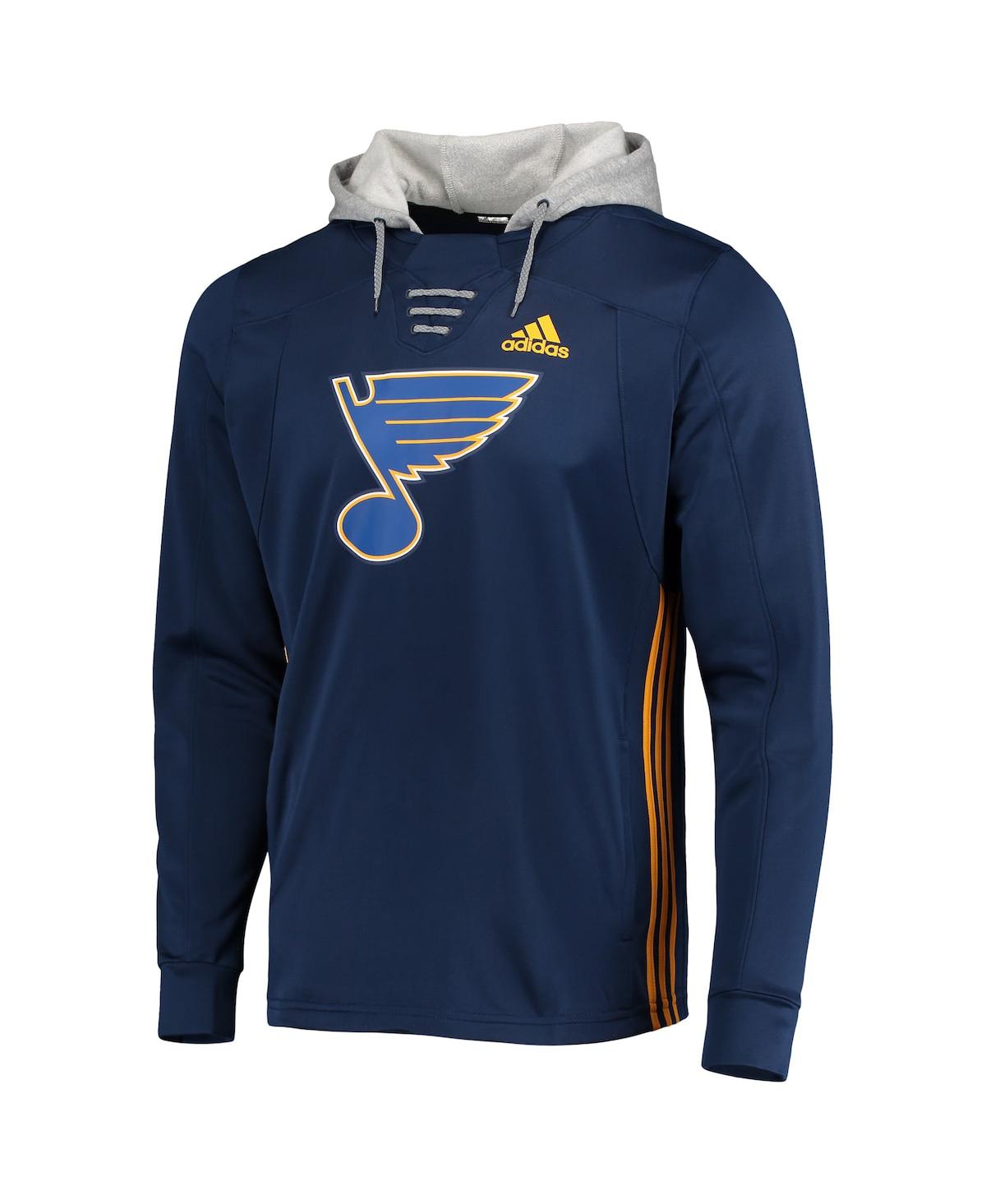 Men's adidasSt. Louis Blues Skate Lace Aeroready Pullover Hoodie - Navy