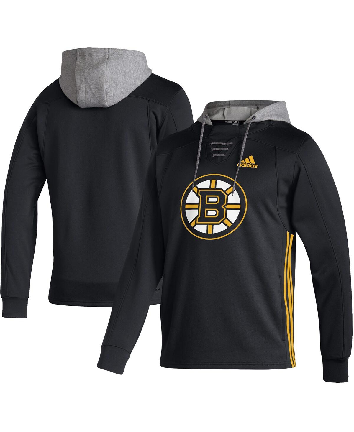 ADIDAS ORIGINALS MEN'S ADIDAS BLACK BOSTON BRUINS SKATE LACE AEROREADY PULLOVER HOODIE