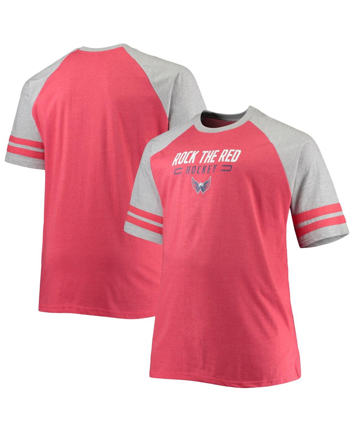 Shop Profile Men's Heathered Red Washington Capitals Big And Tall Raglan T-shirt