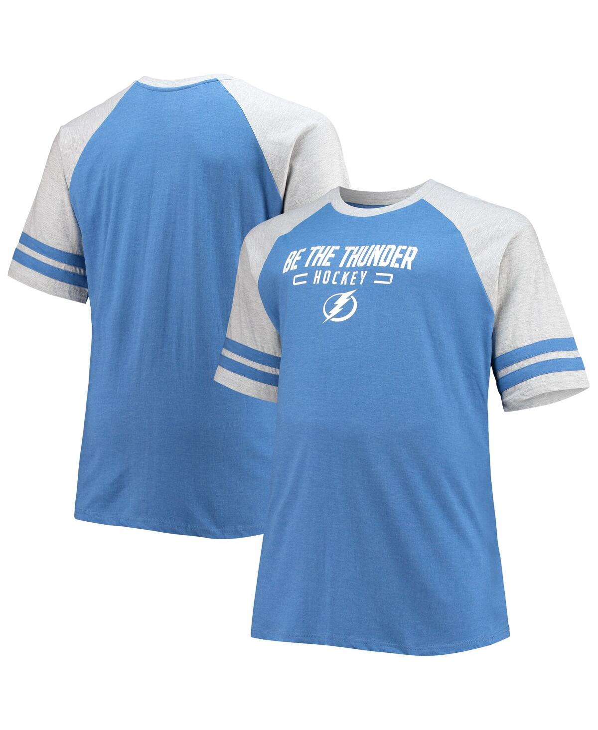 Shop Profile Men's Heathered Blue Tampa Bay Lightning Big And Tall Raglan T-shirt