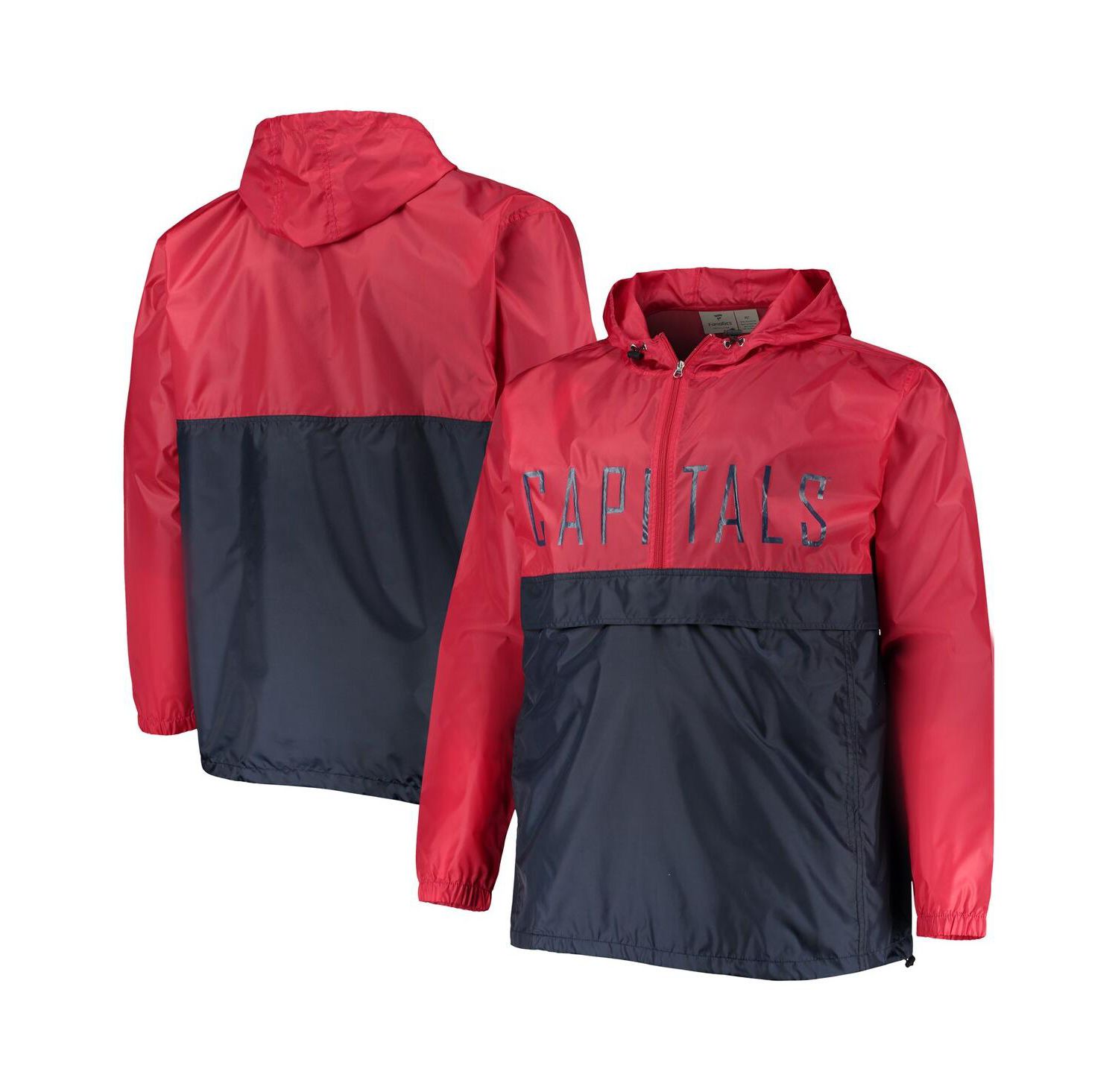 Men's Red Washington Capitals Big and Tall Anorak Half-Zip Pullover Hoodie