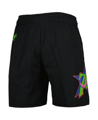 Men's Black Philadelphia 76ers Hardwood Classics Color Bomb Energy Shorts
