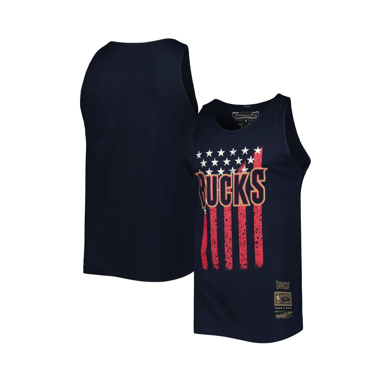Men's Navy Milwaukee Bucks Hardwood Classics Americana Stars and Stripes Tank Top