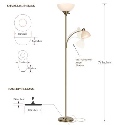 Sky Dome Plus 72" LED Torchiere Floor Lamp with 1 Reading Arm