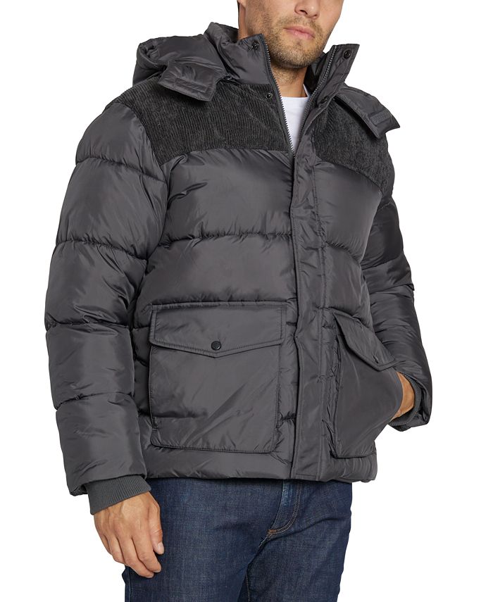 Sean John Men's Cargo Pocket Puffer Jacket with Detachable Hood ...
