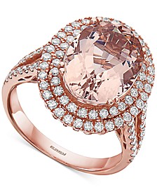EFFY® Morganite (6-1/10 ct. t.w.) & Diamond (7/8 ct. t.w.) Halo Ring in 14k Rose Gold
