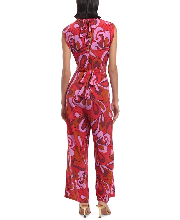 Donna Morgan Women's Printed Tie-Waist Sleeveless Jumpsuit - Macy's