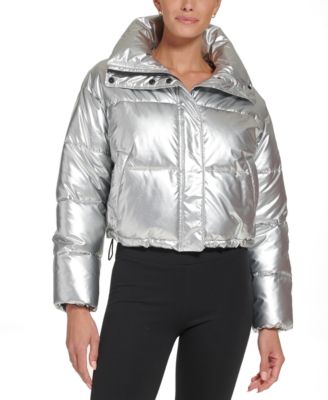 DKNY Sports Women s Active Metallic Cropped Puffer Jacket Macy s