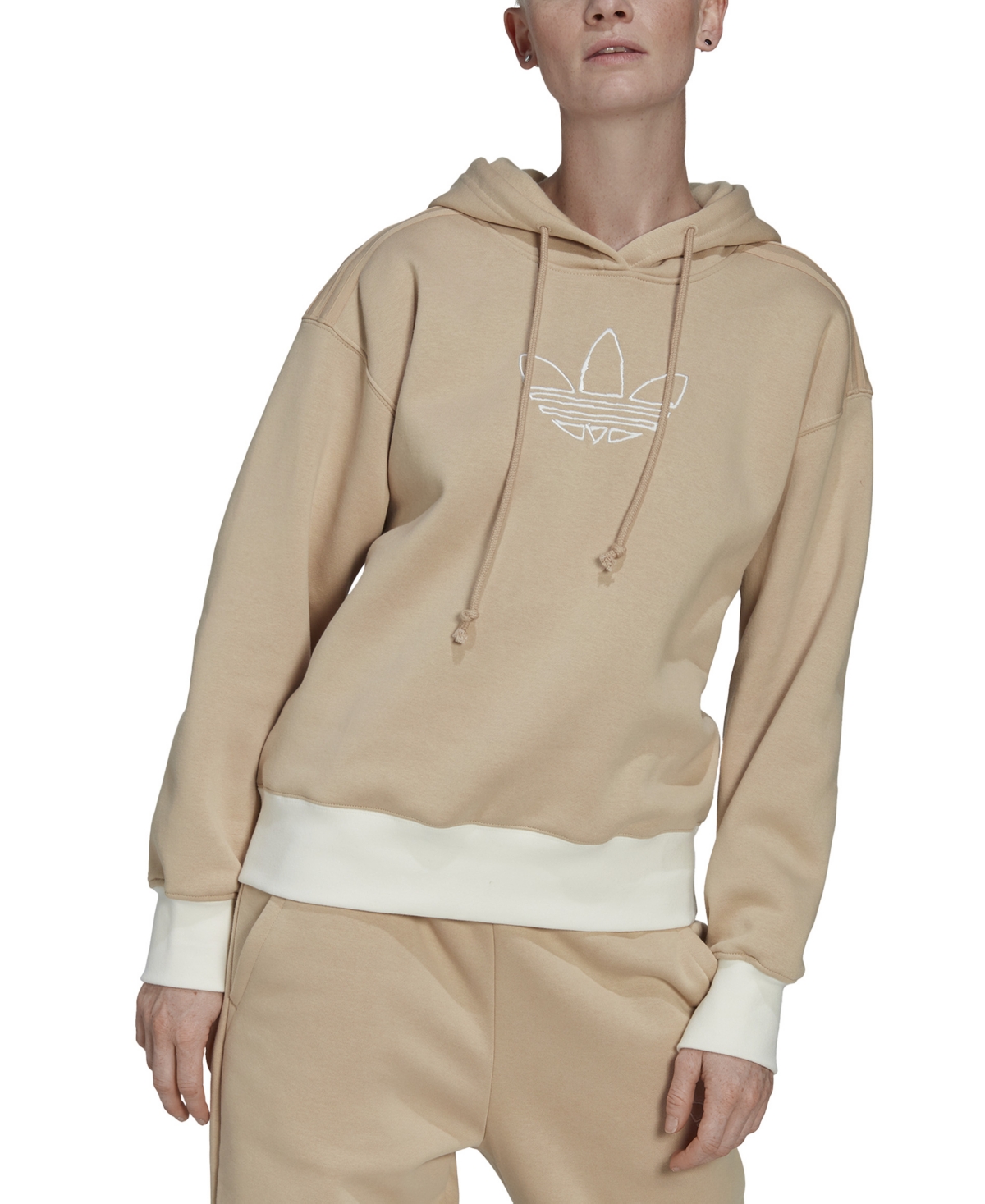 adidas Originals Women's Trefoil Graphic Embroidery Sweatshirt Hoodie