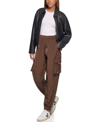 Women's Faux Leather Lightweight Bomber Jacket