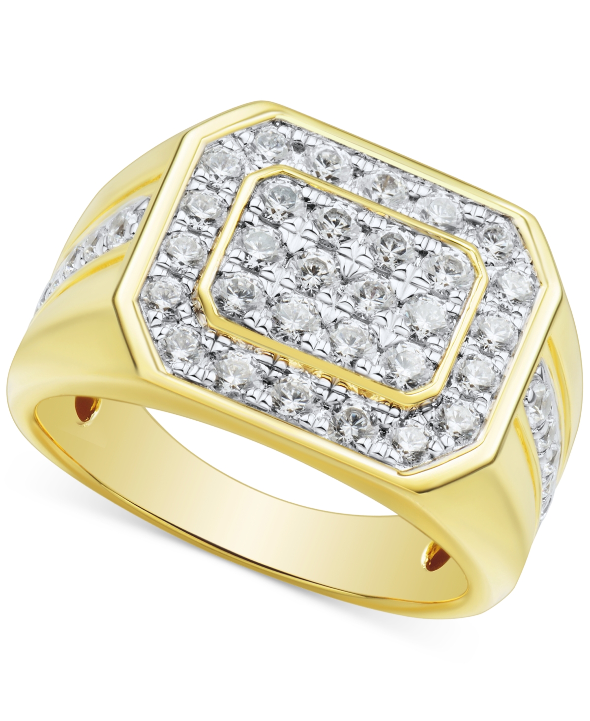 Men's Lab Grown Diamond Cluster Ring (1-1/2 ct. t.w.) in 10k Gold - Yellow Gold