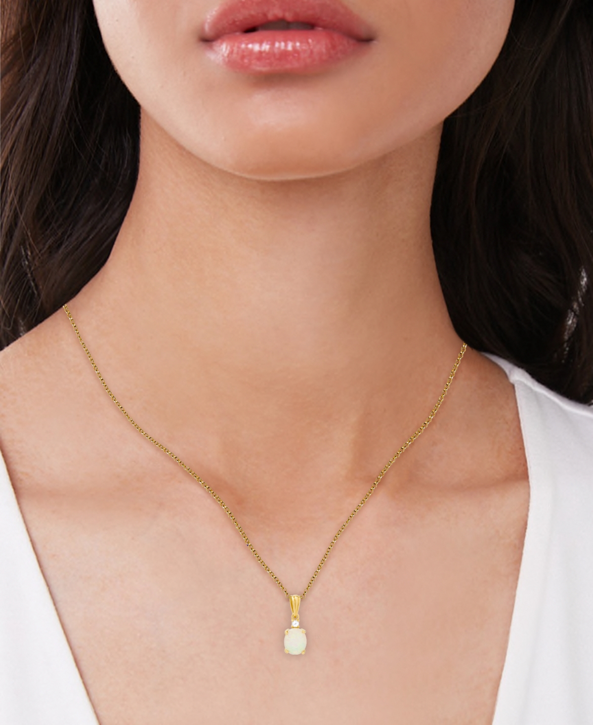 Lab-grown(1-1/2 ct. t.w.) & White Topaz (1/20 ct. t.w.) 18