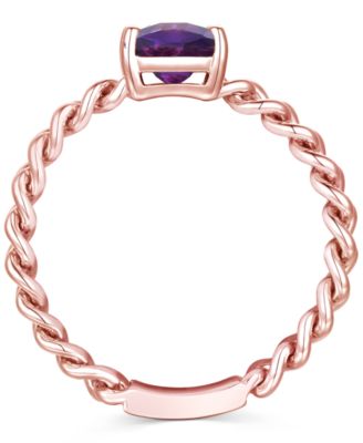 Amethyst Solitaire Chain Link Ring (7/8 ct. t.w.) in 14k Rose Gold-Plated Sterling Silver (Also in Blue Topaz, Emerald, Sapphire and Ruby)