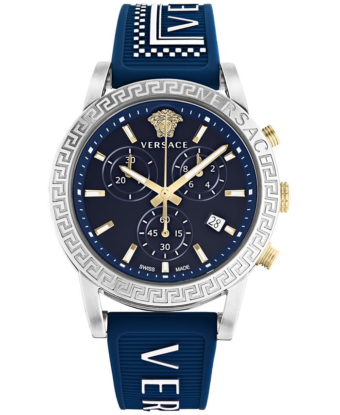 Versace Women's Chronograph Sport Tech Blue Silicone Strap Watch 40mm ...