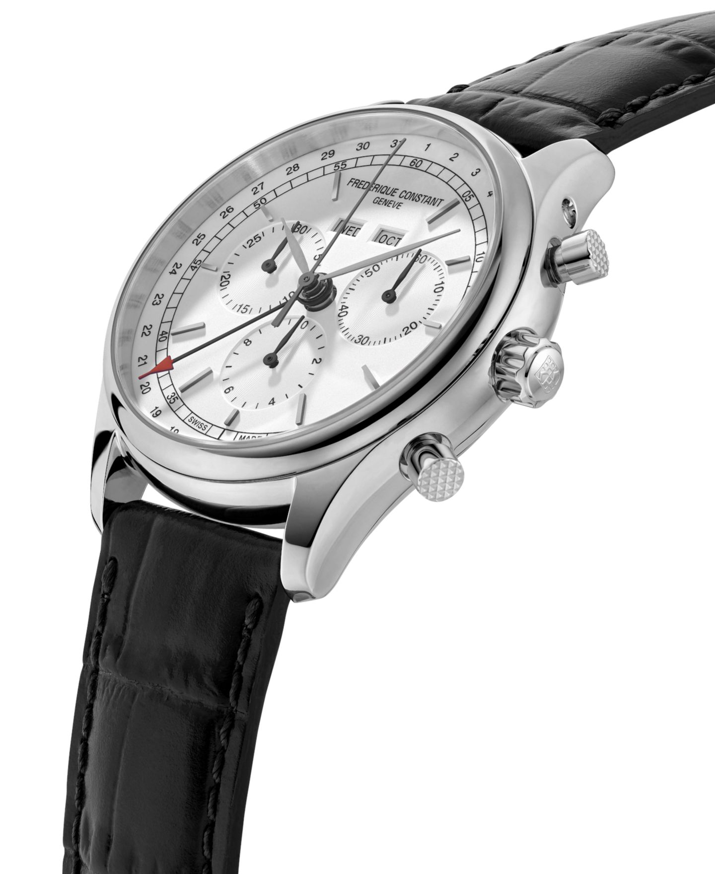 Мужские часы Frederique Constant Swiss Chronograph Black Leather Strap Watch 40mm — фото 2